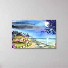 Door het licht van de zilveren maan canvas Print