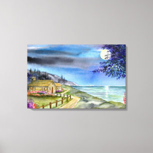 Door het licht van de zilveren maan canvas Print
