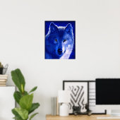 Door het licht van het Moon Blue Wolf Poster (Thuiskantoor)