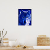 Door het licht van het Moon Blue Wolf Poster (Keuken)
