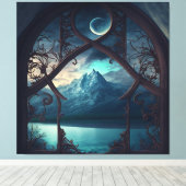 Door het Moonlit Venster Canvas Afdruk (Insitu (Houten vloer))