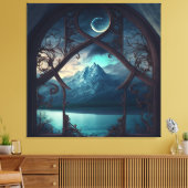 Door het Moonlit Venster Canvas Afdruk (Insitu (Woonkamer))