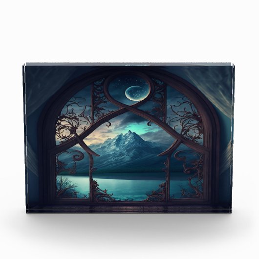 Door het Moonlit Venster Fotoblokken (Voorkant)