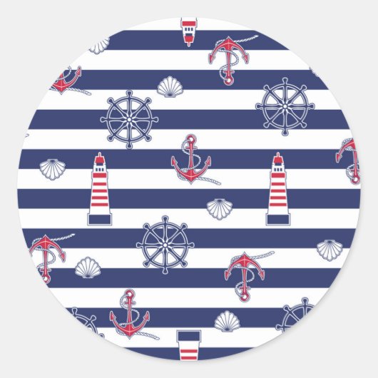 Door het patroon van het Zee Ronde Sticker (Voorkant)