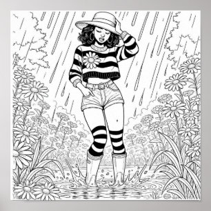 Door het Puddle Coloring Poster