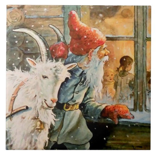 "Door het raam" door Jenny Nystrom Tegeltje (Voorkant)