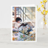 Door het raam in de winter, Jessie Willcox Smith Kaart (Gele Bloem)