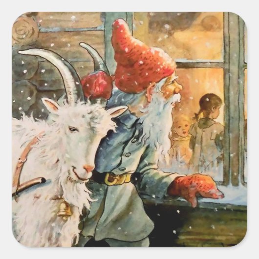 “Door het raam” van Jenny Nystrom Vierkante Sticker (Voorkant)