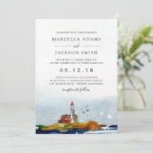 Door het Zee bruiloft Kaart (Staand voorkant)