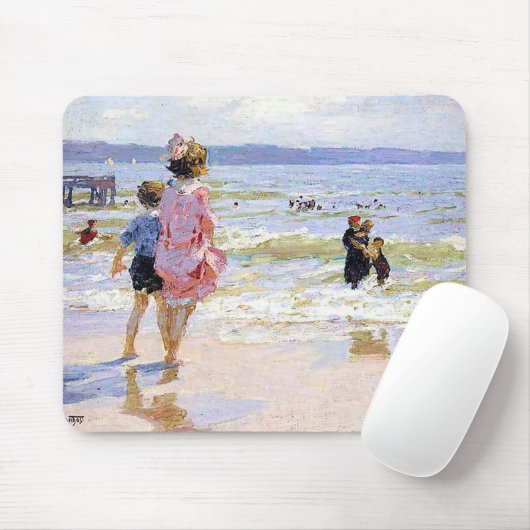 Door het Zee van Edward Henry Potthast Muismat (Met muis)