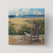 Door het Zee Vierkante Button 5,1 Cm (Voorkant)