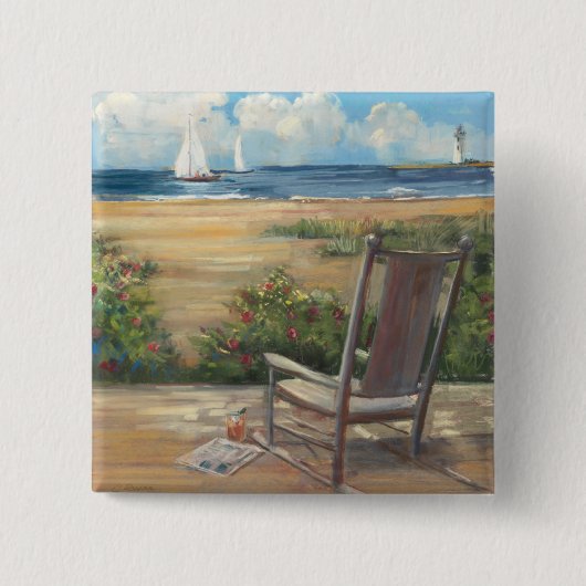 Door het Zee Vierkante Button 5,1 Cm (Voorkant)