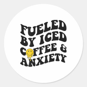 Door ijskoffie en angst geestelijke gezondheid op ronde sticker