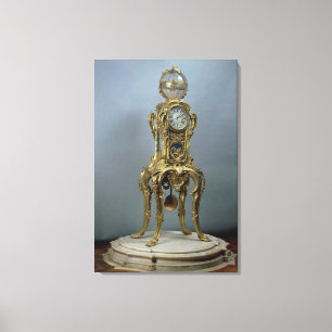 Door Jacques Caffi gemaakte astronomische klok in  Canvas Afdruk