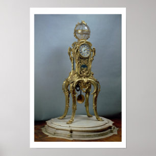 Door Jacques Caffi gemaakte astronomische klok in  Poster