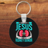 Door Jezus en een nierdonor Nierziekte Awarene Sleutelhanger (Voorkant)