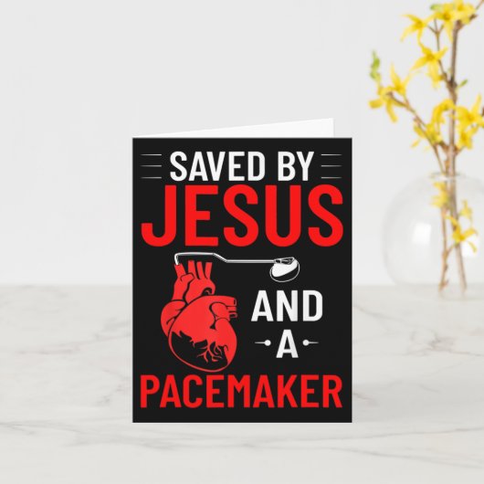 Door Jezus en een pacemaker hartziekte bewustzijn  Kaart (Gele Bloem)