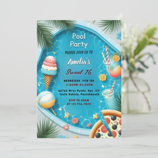 Door Jongen Leuk Tiener Volwassen Zwembad Party Sw Kaart (Staand voorkant)