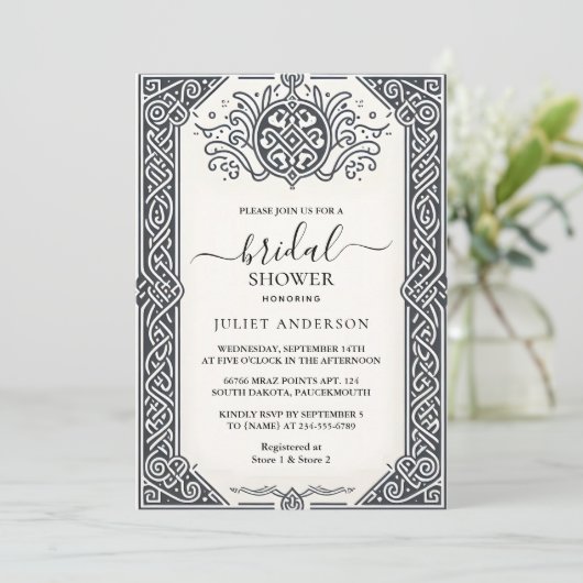 Door Keltische Nordic Fun middeleeuwse Scroll Vrij Kaart (Staand voorkant)