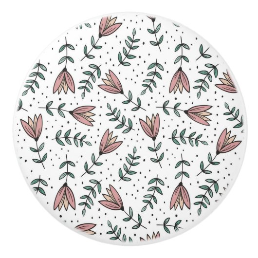 Door Knob Floral  Keramische Knop (Voorkant)