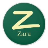 Door Knob Green Monogram  Keramische Knop (Voorkant)