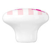 Door Knob Pink & White Stripe Keramische Knop (Zijkant)