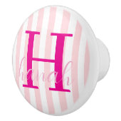 Door Knob Pink & White Stripe Keramische Knop (Rechts)