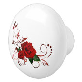 Door Knob Rode Roos Bloemstuk Keramische Knop (Rechts)