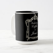 Door koffie en Jezus gevoed Tweekleurige Koffiemok (Voorkant links)