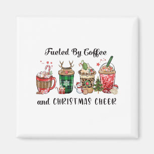 Door koffie en kerstmis gevoede kerstcadeau magneet