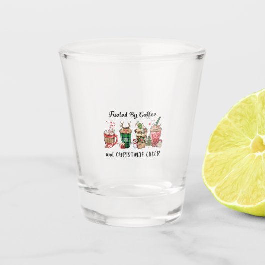 Door koffie en kerstmis gevoede kerstcadeau shot glas (Voorkant)