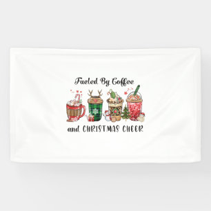 Door koffie en kerstmis gevoede kerstcadeau spandoek