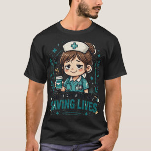 Door koffie gedreven en levens redden Verpleegster T-shirt