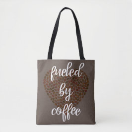 Door koffiebonen gevoed tote bag