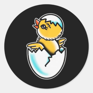Door Kuiken Gebarsten Ei Lentekuiken Ronde Sticker