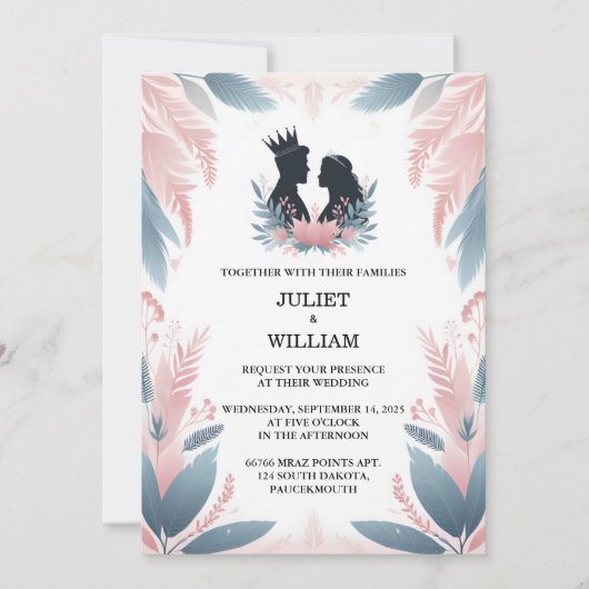 Door Lange Tule Regal Royal Glam Blush Roze Bruilo Kaart (Voorkant)