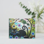 door Lori Everett_ Day of the Dead, Black Cat, Bir Briefkaart (Staand voorkant)