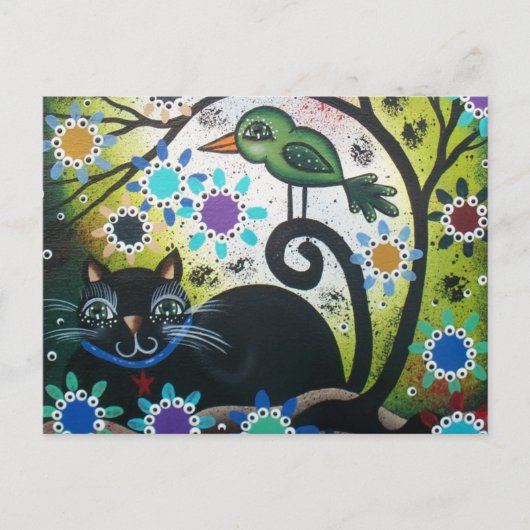 door Lori Everett_ Day of the Dead, Black Cat, Bir Briefkaart (Voorkant)