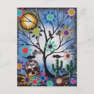 door Lori Everett_ Day of the Dead, Mexican, Skull Briefkaart