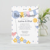 Door Mail Balloons en Birds Boy Baby shower Kaart (Staand voorkant)