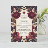 Door Maroon Traditionele Herfst Paar Bourgondië Br Kaart (Staand voorkant)