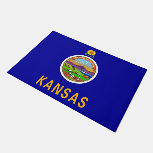 Door Mat with Flag of Kansas State, USA (Schuin)