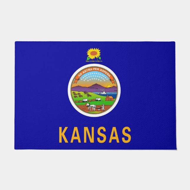 Door Mat with Flag of Kansas State, USA (Voorkant)