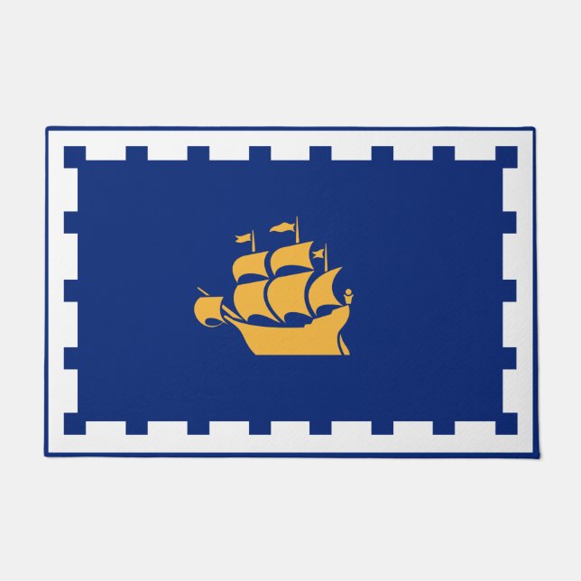Door Mat with Flag of Quebec City, Canada (Voorkant)