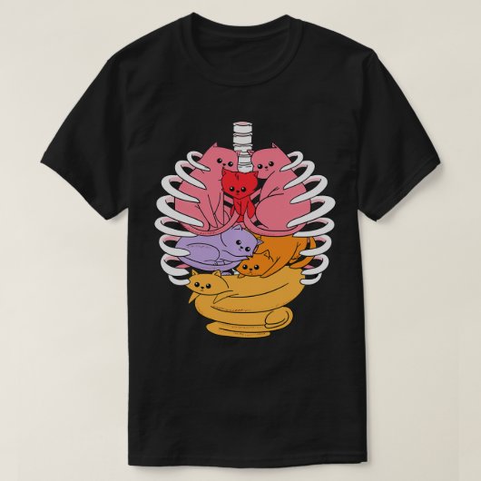 Door menselijke anatomie geïnspireerde kat-organen t-shirt (Design voorkant)