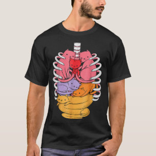 Door menselijke anatomie geïnspireerde kat-organen t-shirt