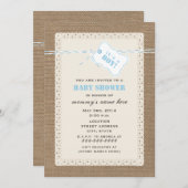 Door middel van Burlap Lace en Blue Twine geïnspir Kaart (Voorkant / Achterkant)