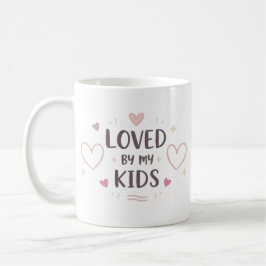 Door mijn kinderen geliefde mok | Roze hart koffie