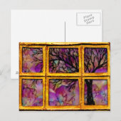 Door mijn venster - Boom in roze achtergrond Briefkaart (Voorkant / Achterkant)