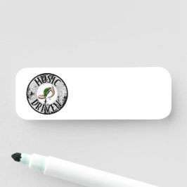 Door muziek aangedreven naamtag naamplaatje